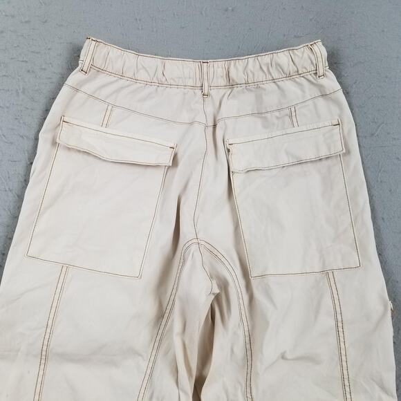 Zara Pants Womens 6 Beige Cargo Wide Leg Elastic Waist Stretch Utility Pockets - Picture 8 of 14